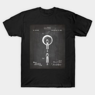 Edison Bulb Patent - Maker Workshop Home Décor Art - Black Chalkboard T-Shirt